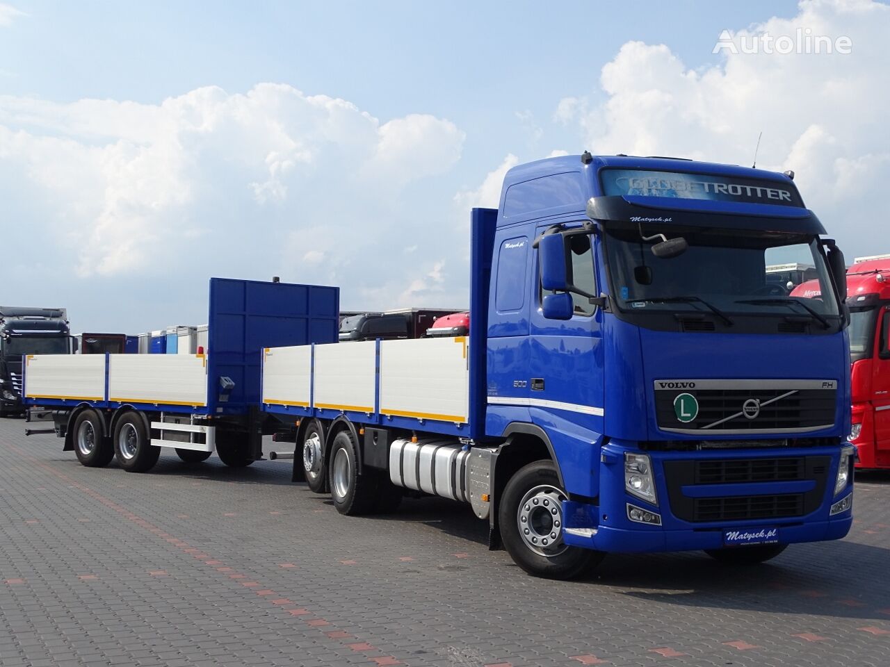 Volvo FH 500 フラットベッドトラック + フラットベッドトレーラー