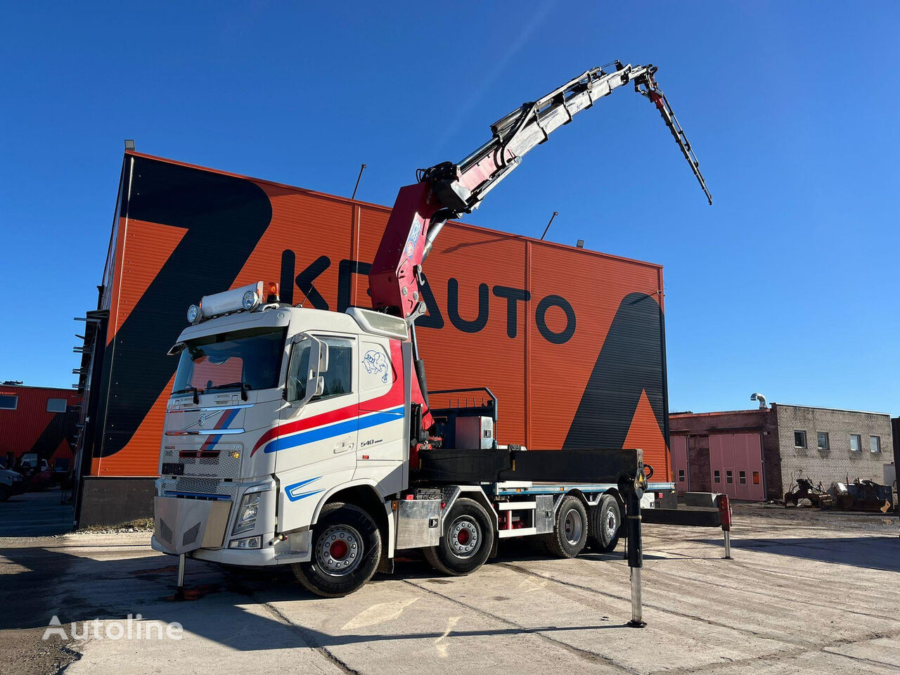 camião de caixa aberta Volvo FH 540 8x2*6 HMF 8520 K6 + JIB / PLATFORM L=6623 mm