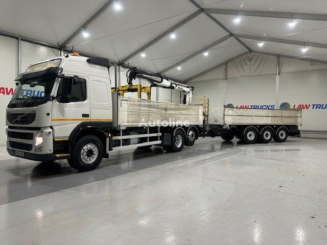 dropside camion Volvo FM 450 + remorcă platformă cu obloane