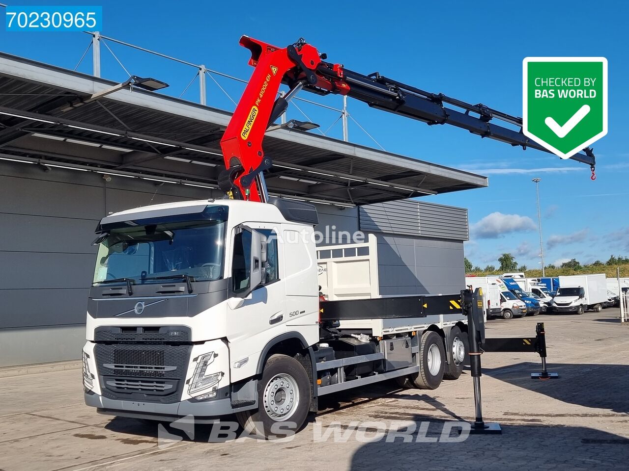 new Volvo FM 500 6X2 Palfinger PK 41002 EH-E Kran Crane Lift+Lenkachse VEB flatbed truck