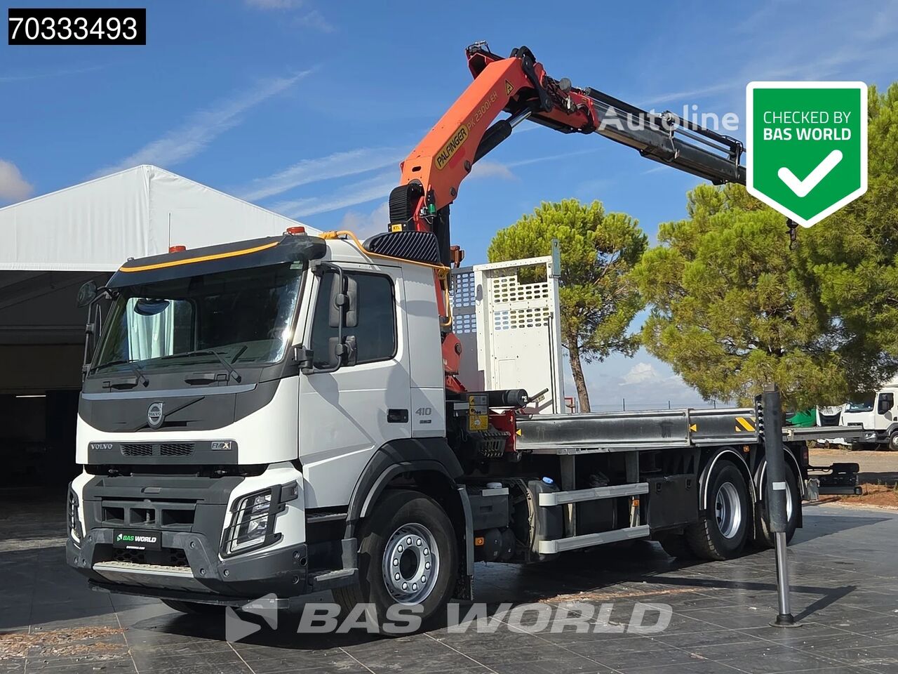 شاحنة مسطحة Volvo FMX 410 6X2 Grua Palfinger PK 23001-EH Mando Caja de 7,20m Euro - Autoline