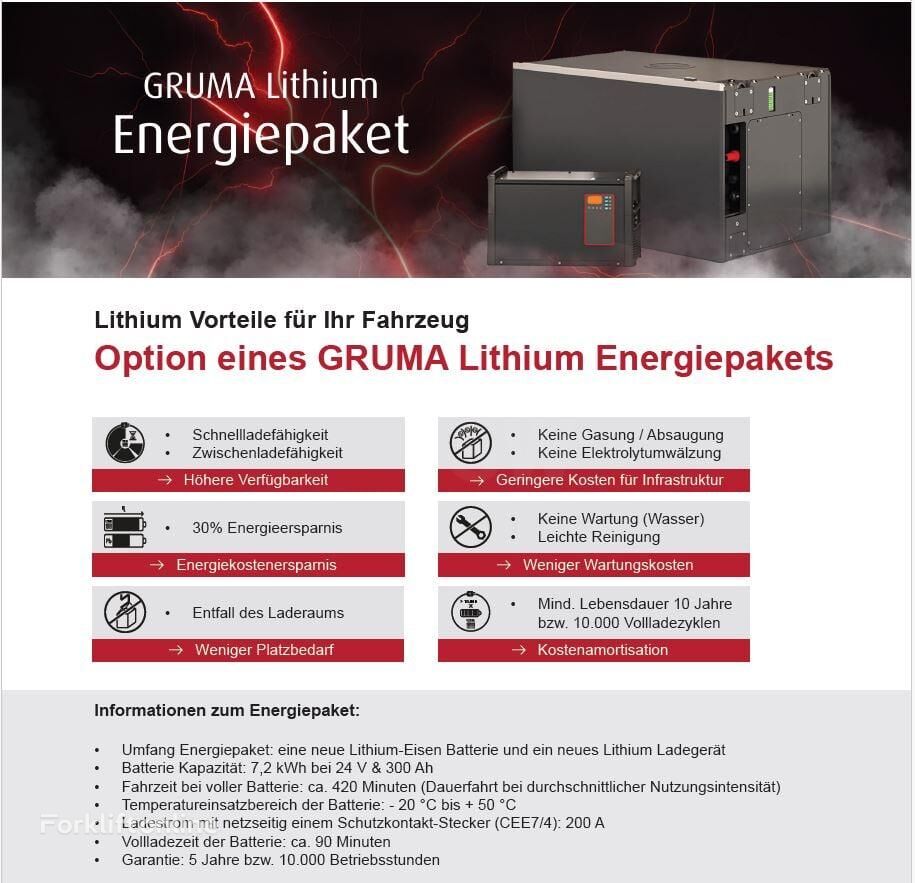 NEUES GRUMA LITHIUM ENERGIEPAKET 24 Volt 2 PzS 300 Ah heftruck accu - Forkliftonline