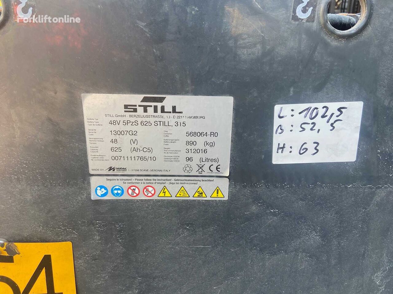 Still 48V 625Ah forklift battery charger