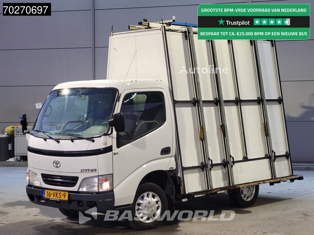 camion transport de verre Toyota Dyna 100 Glasresteel Resteel Bakwagen Koffer Glaswagen