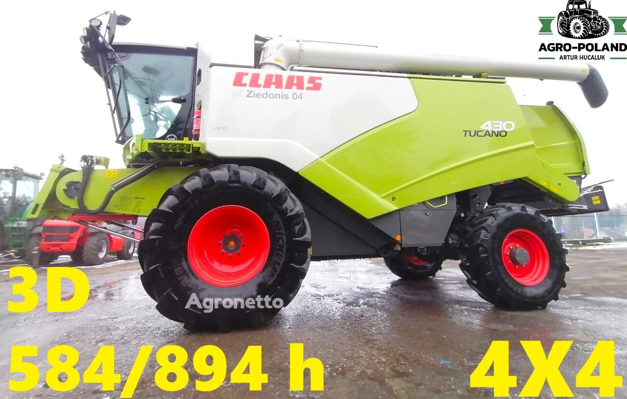 Claas TUCANO 430 - 2017 ROK - 584/894 h - 4X4 - 3D + VARIO 620 - 2019 Getreideernter