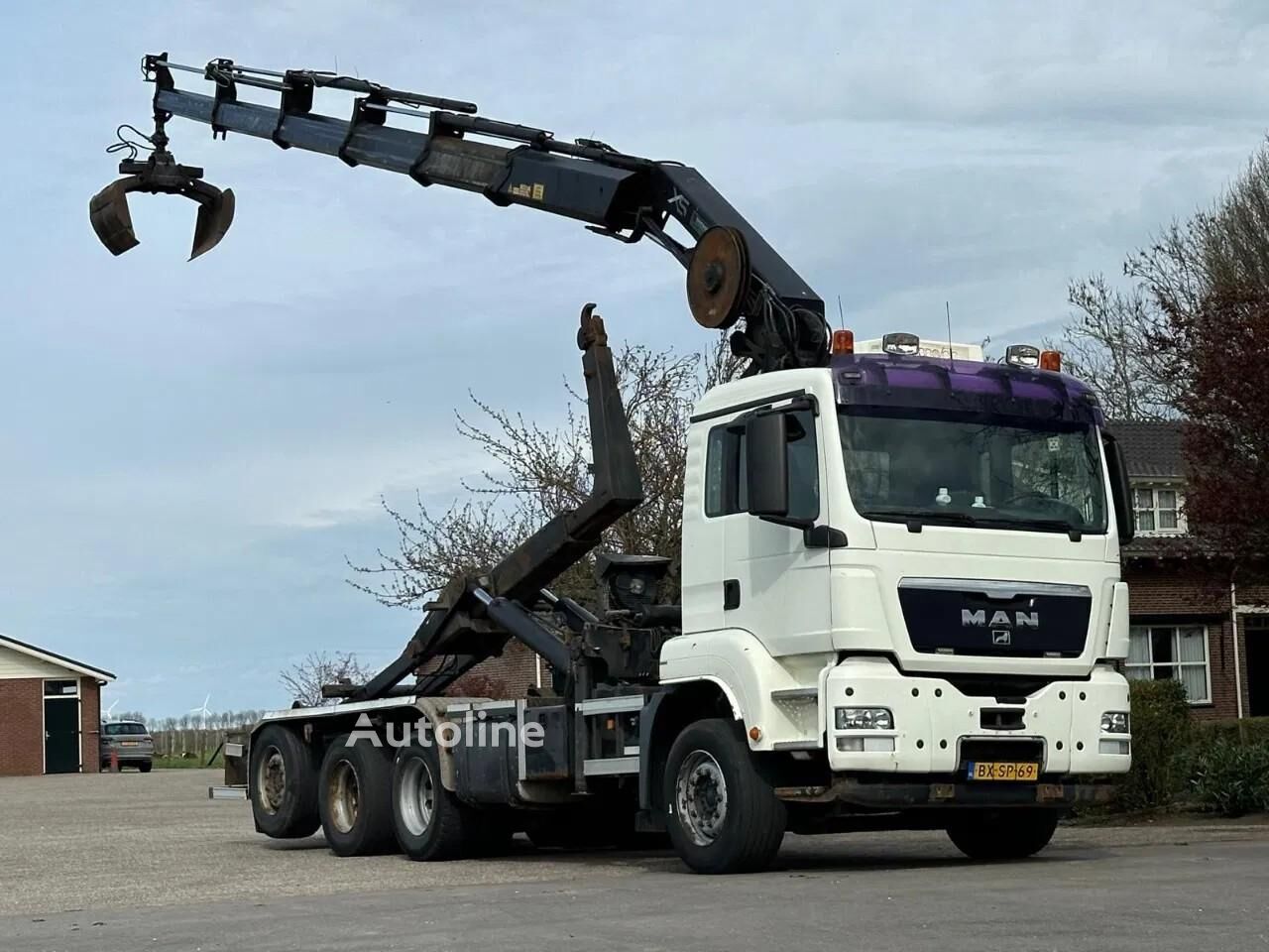 تریلی دارای بالابر قلابی MAN TGS 35.400 8X4 !!TRIPLE!! 24tm CRANE/HOOK ARM!!RADIO REMOTE!! - Autoline