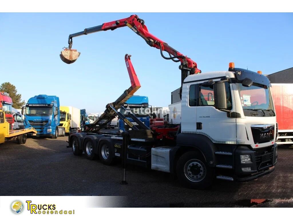 MAN TGS 35.460 + 8X4 + PALFINGER Z CRANE + PALFINGER HOOK 20T REMOTE hook lift truck