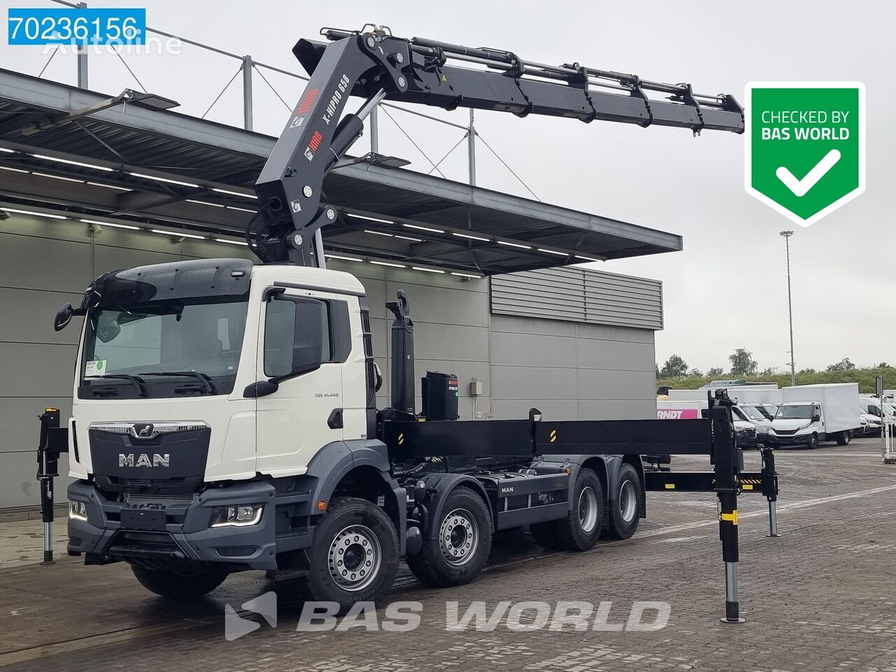 xe chở rác thùng rời MAN TGS 41.440 8X4 Hiab 658EP-6 X-HIPRO Kran + 25Tons Hiab hook Euro mới