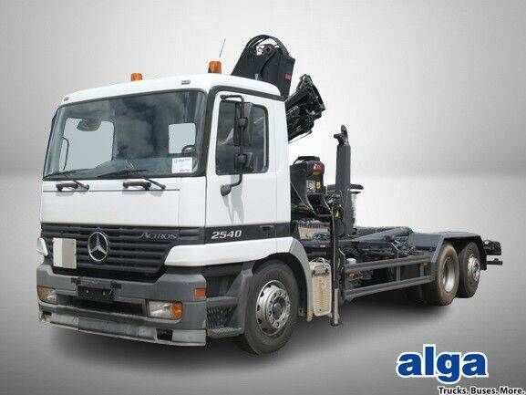 Mercedes-Benz 2540 L Actros 6x2, Kran Hiab XS122,Meiller-Haken hook lift truck