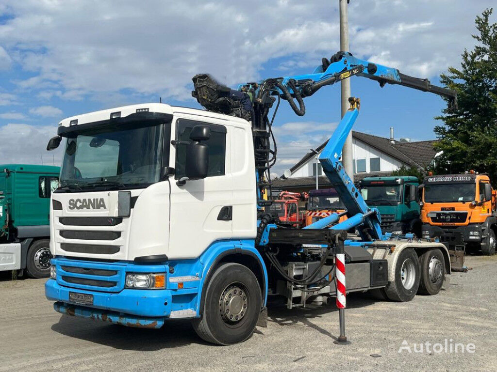 camião polibenne Scania G 440 6x2 Abrollkipper mit Kran Palfinger M120Z95TR