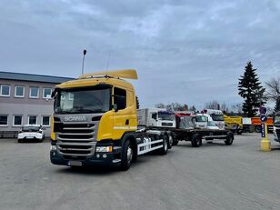 شاحنة ذات الخطاف Scania G360 + العربات المقطورة شاحنة نقل الحاويات