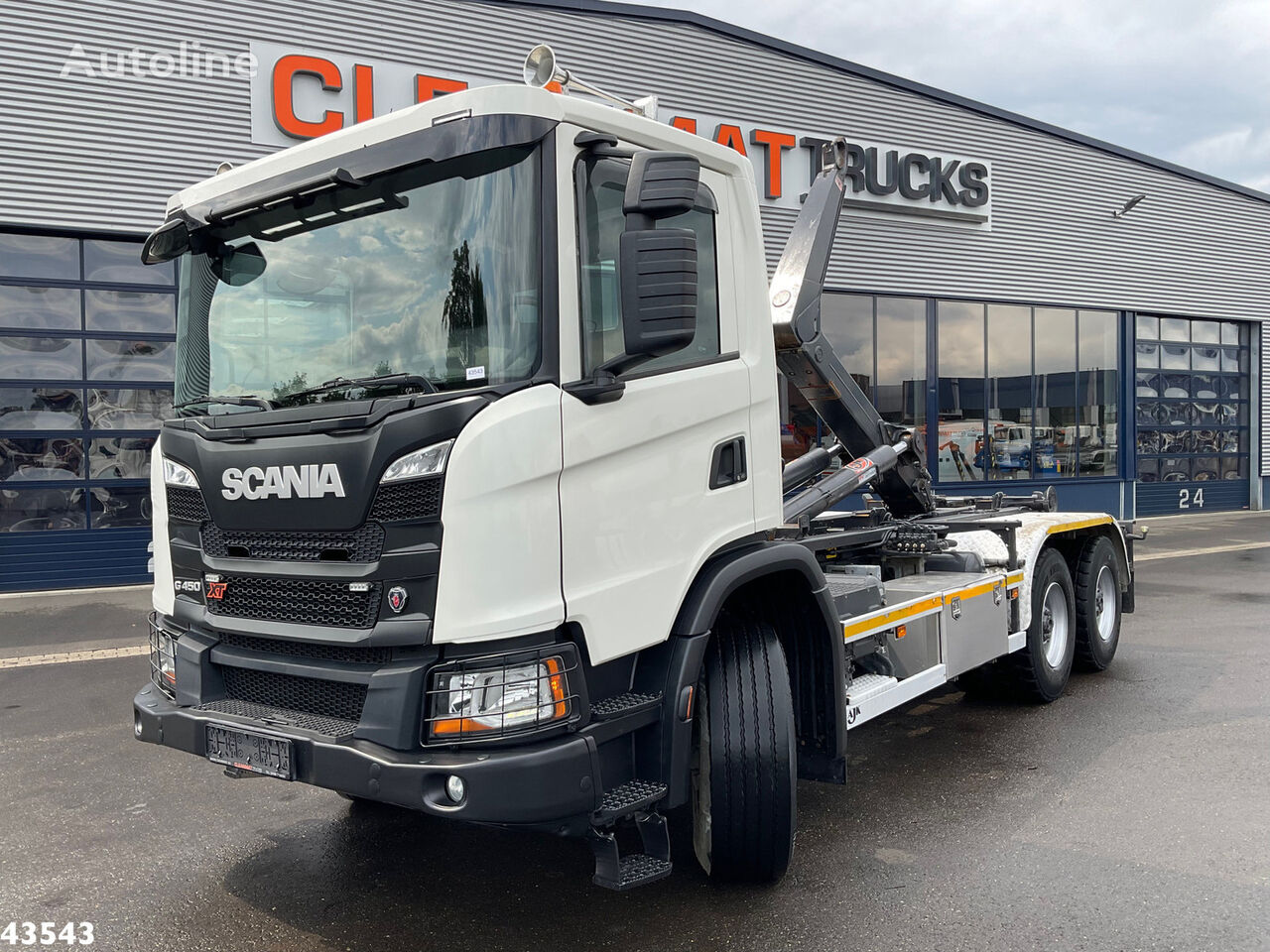 konkslift veoauto Scania G450 6x4 AJK 20 Ton haakarmsysteem