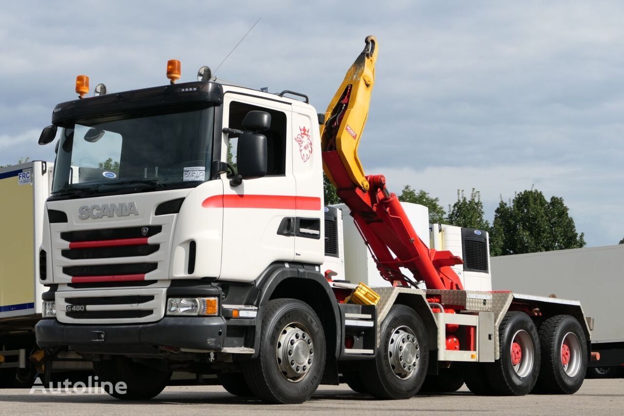 sunkvežimis su keliamuoju kabliu Scania G480 Hook lift truck 8x4