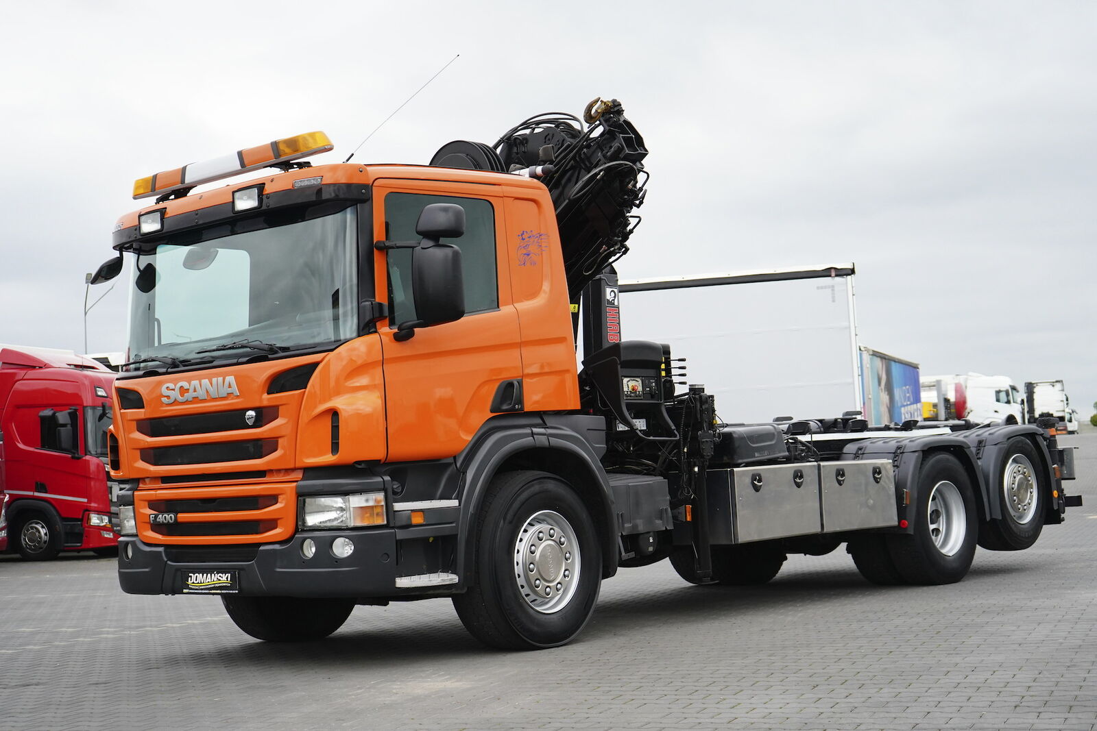 Scania P 400 / E 5 / 6 X 2 / HDS + HAKOWIEC / HIAB 166 E-5 / PILOT / OŚ