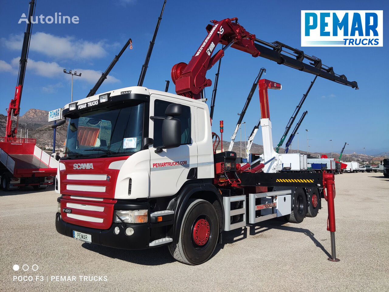 camião polibenne Scania P 420 GRUA GANCHO MULTILIFT 6X2