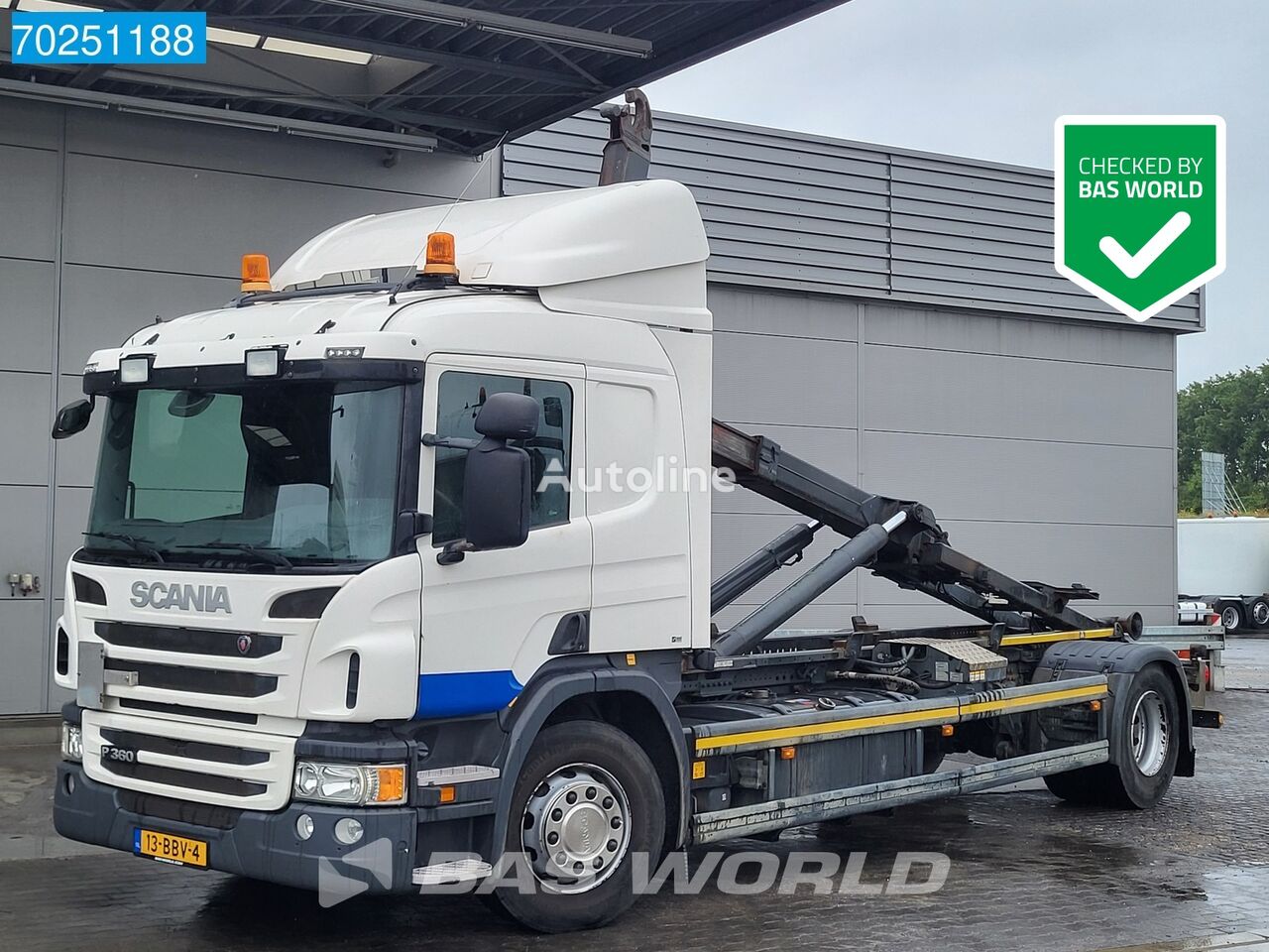 sunkvežimis su keliamuoju kabliu Scania P360 4X2 NL-Truck 21Tons Palfinger Hook Navi Retarder Euro 5