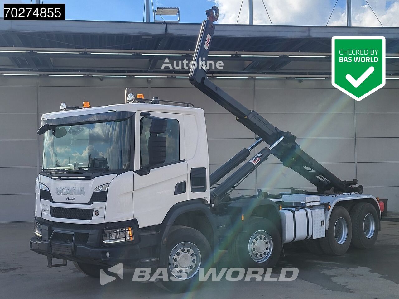 Scania P450 8X4 Hyva 30-62-S Automatic Steelsuspension Retarder Euro 6 hook lift truck