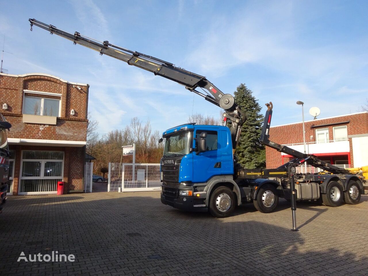 Scania R 580 Abroller + HIAB Kran 8x2 hook lift truck