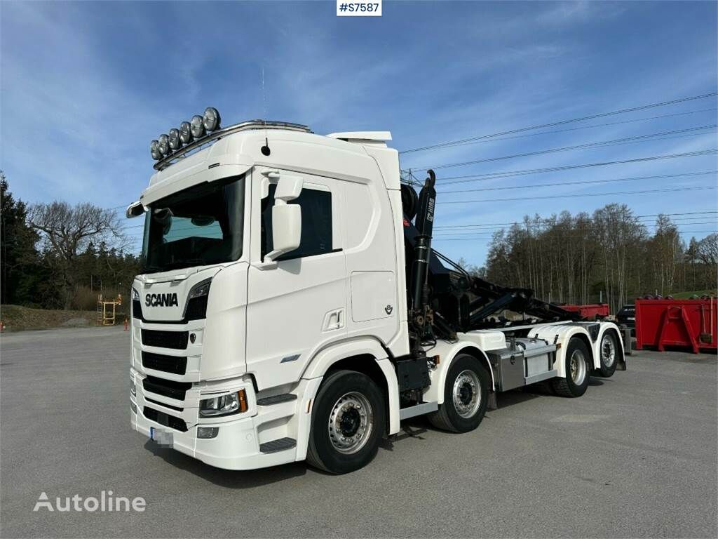 camião polibenne Scania R520 Crane Truck with HIAB XS 322 SEE VIDEO