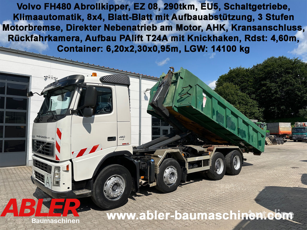 Volvo FH480 Abrollkipper PA Lift 24 Knickhaken Klima AHK Kamera kamion rol kiper