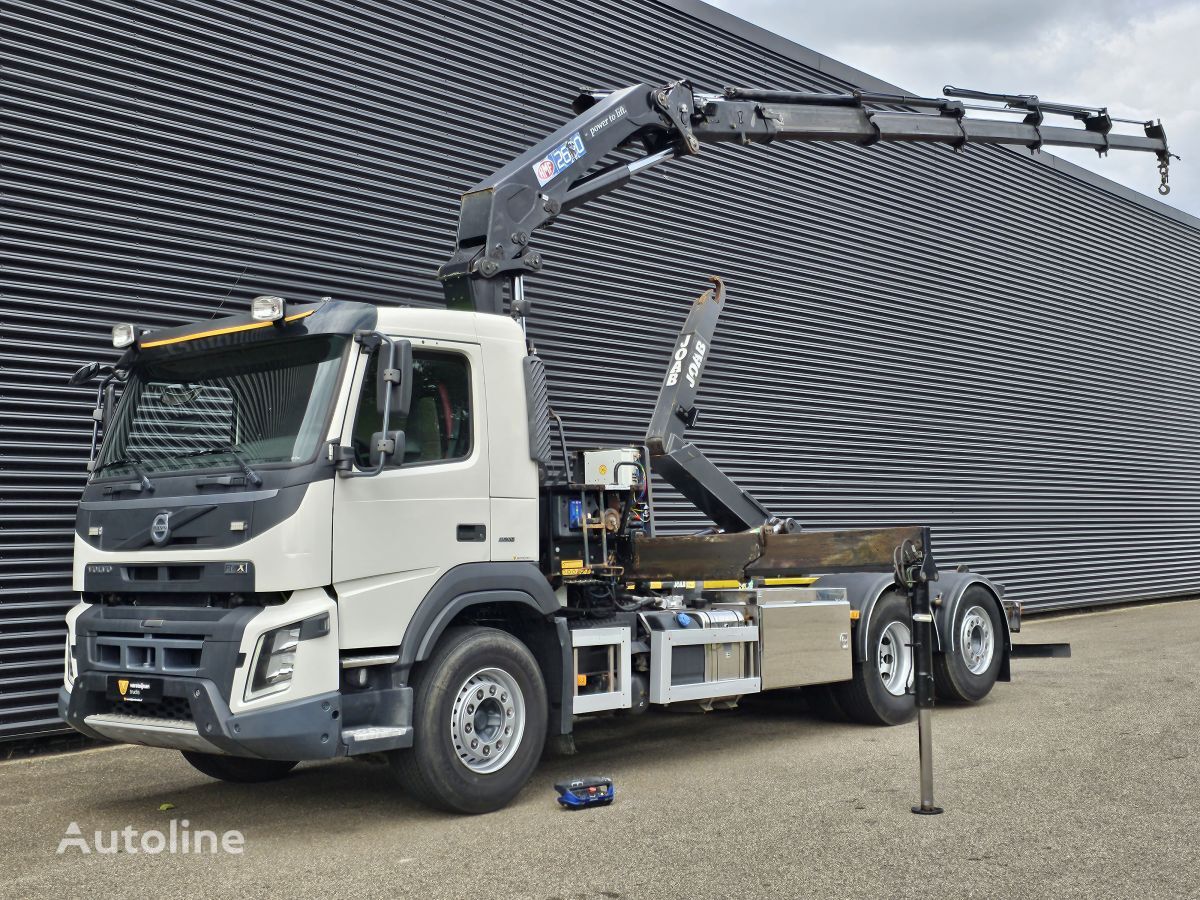 hákový nosič kontejnerů Volvo FMX 450 E6 / 6x2*4 / CRANE + HOOKLIFT