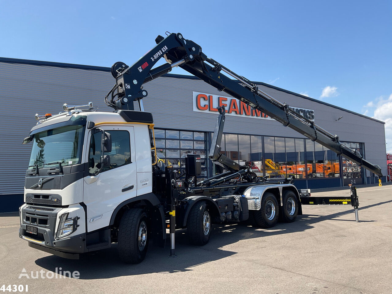 تریلی دارای بالابر قلابی Volvo FMX 500 8x4 Euro 6 Hiab 65 Tonmeter laadkraan + Multilift 25 Ton جدید