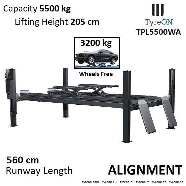 новый подъемник четырехстоечный TyreON TPL5500WA 4 post alignment lift - 5.6 meter runways - Fully inte