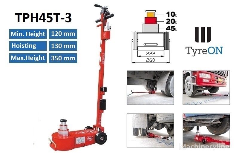 ny TyreON TPH45T-3 Air hydraulic jack 45 Tons - Minimum height 12 cm - por domkraft