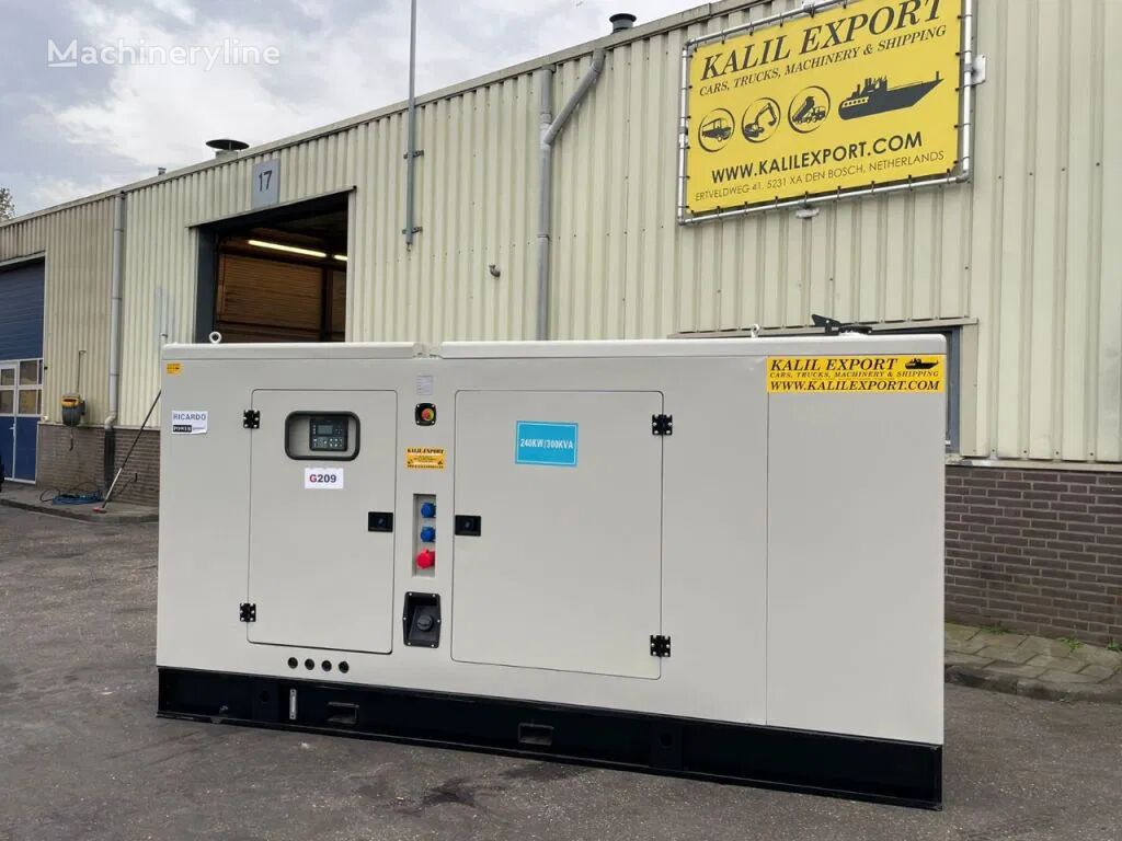 جديد مولد كهربائي يعمل بالديزل Ricardo 300KVA (240KW) Silent Generator 3 Phase ATS 50HZ 400V Sockets Ne