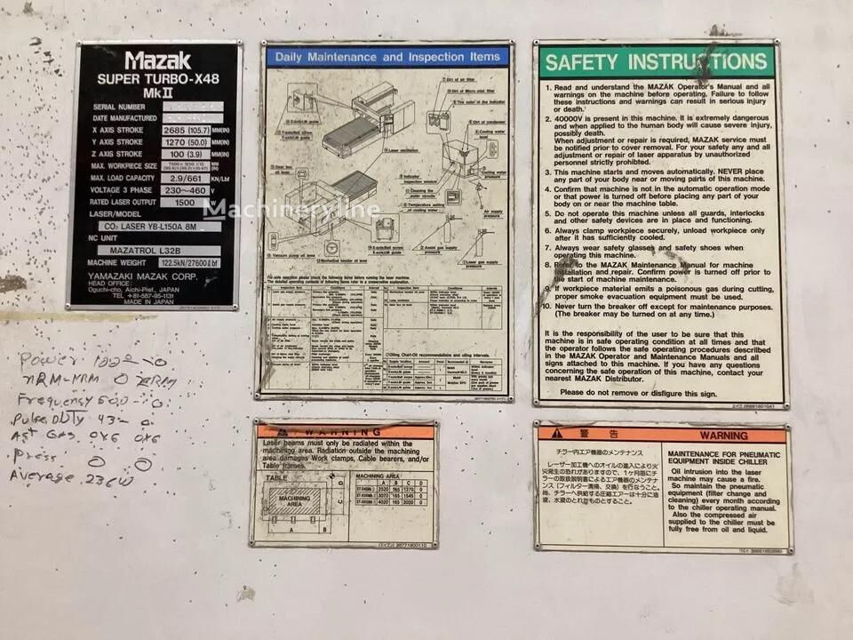 Mazak Super Turbo-X 48 MK II laser cutting machine for sale from