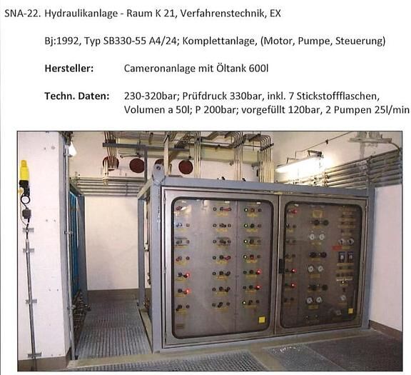 Cameron SNA-22. Hydraulic System  with 600 l oil tank machining centre