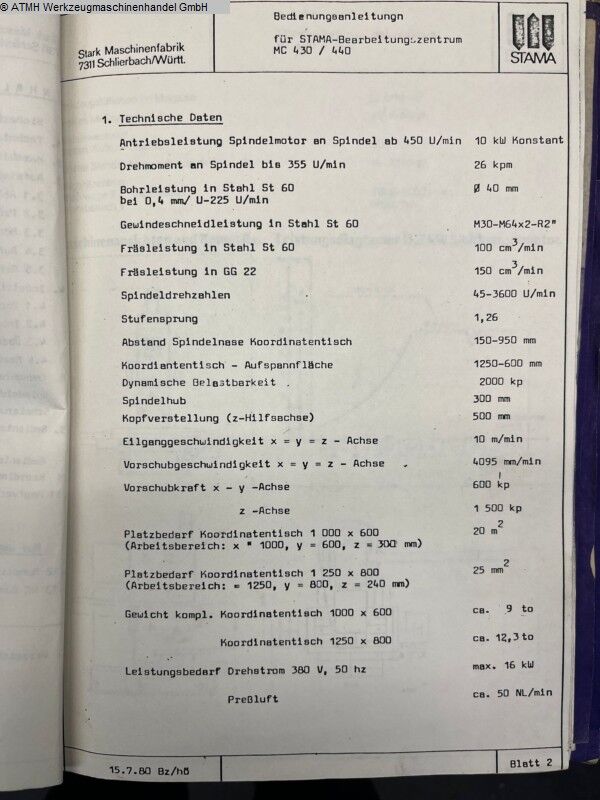 Stama MC430 machining centre