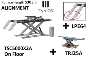 new TyreON ► TSC5000X2A in floor alignment scissor lift 5000kg 5300mm + TRJ scissor car lift