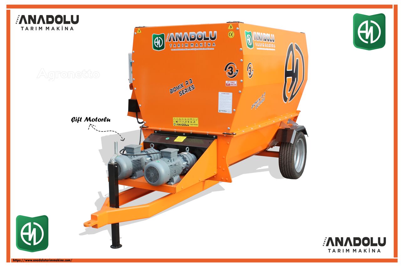 new Anadolu Tarım 3 m³ Yatay Elektrikli Yem Karma Ve Dağıtma Römorku horizontal feed mixer