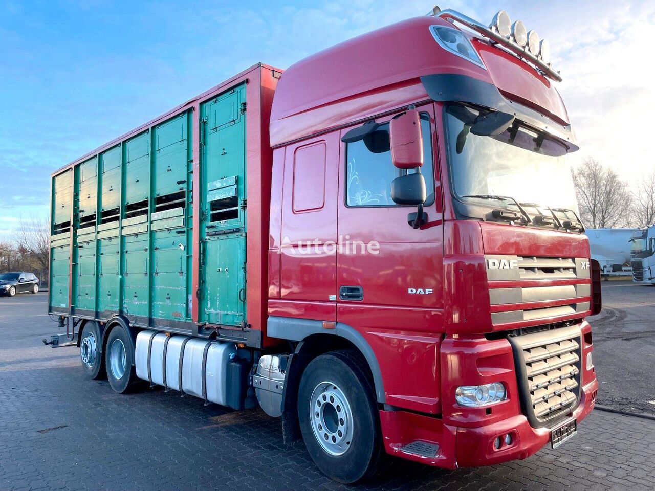 شاحنة نقل المواشي DAF XF 105.460 2-Stock Finkl Viehaufbau / Lenkachs