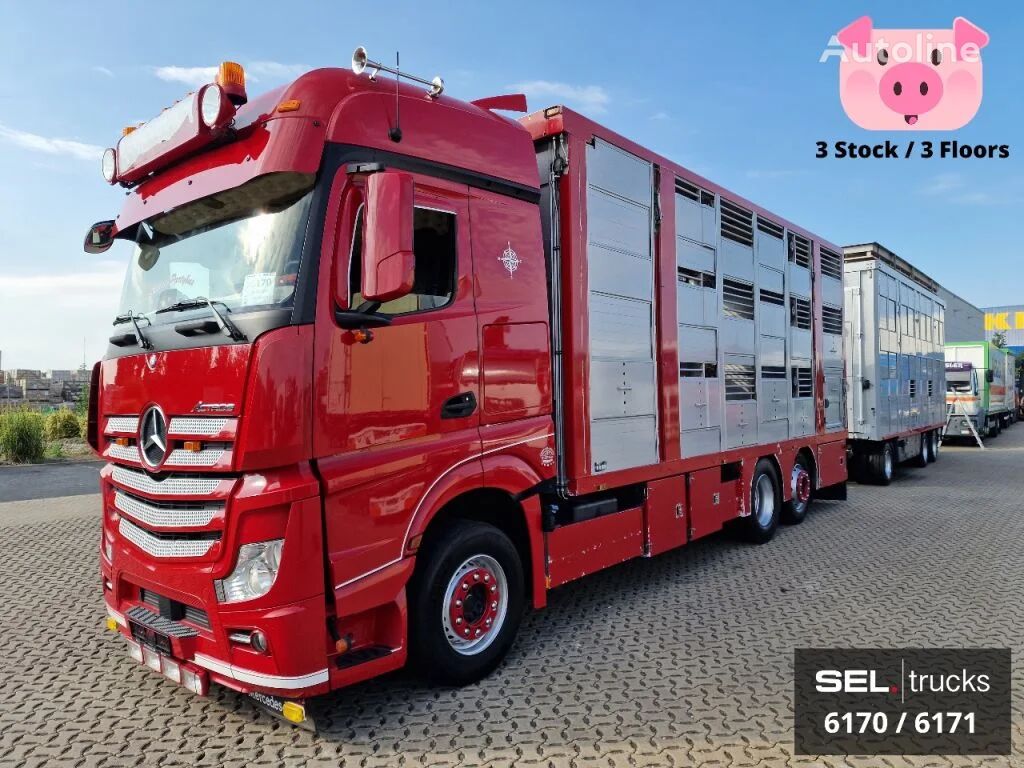 loomaveok veoauto Mercedes-Benz Actros Rückfahrkamera / Durchladezug / 3 Stock / Lenkachse / Lif