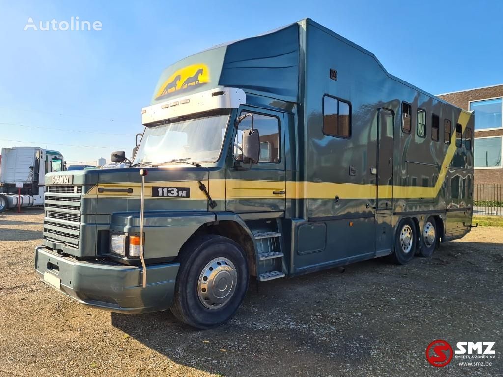 شاحنة نقل المواشي Scania 113 paarden/mobilhome