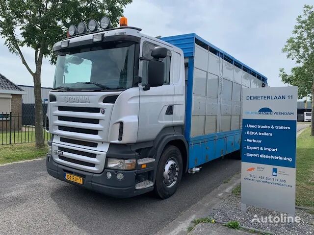 ciężarówka do przewozu bydła Scania R 340 2 laadvloeren IRMA livestock moveable floor tyres new