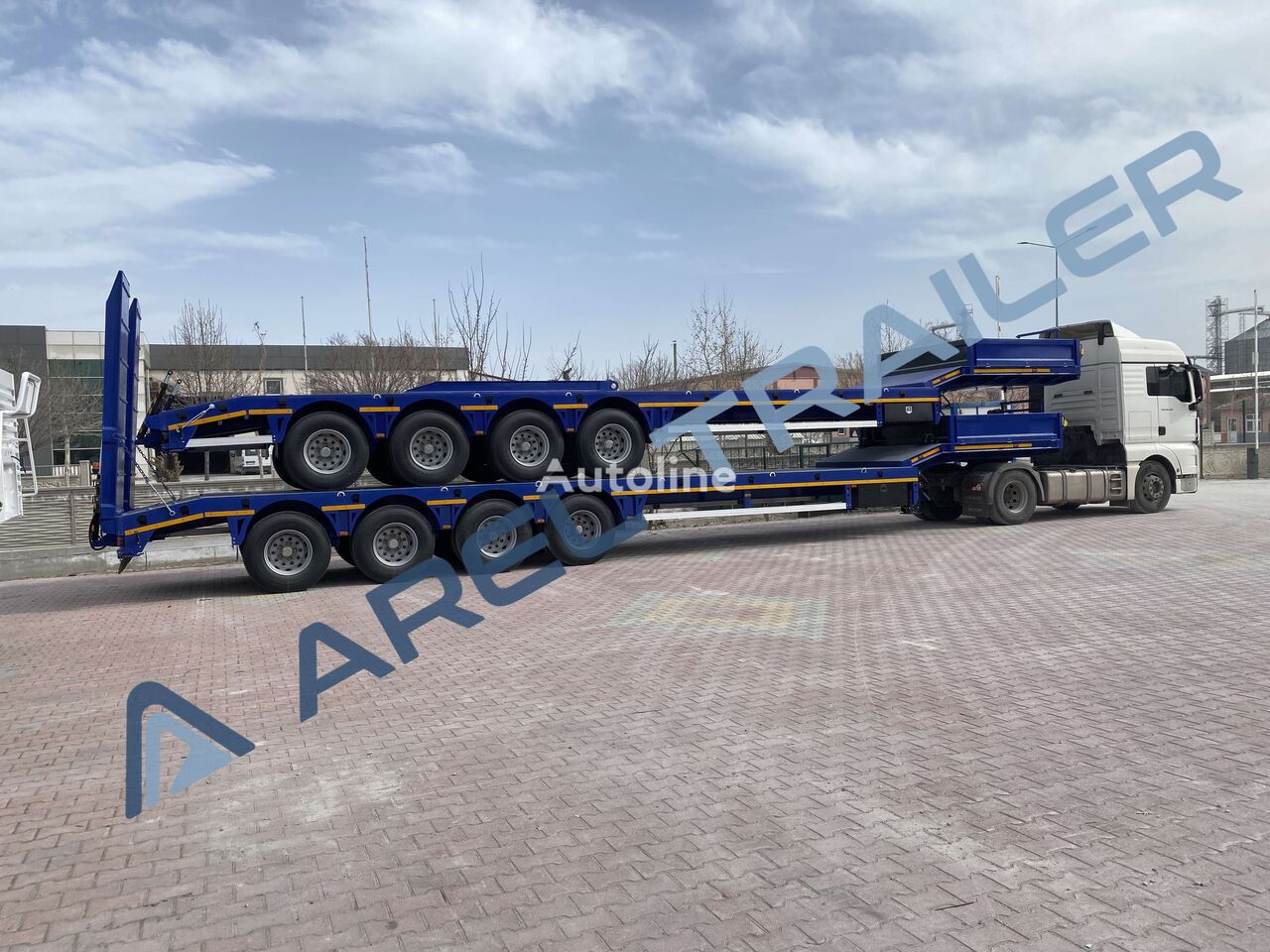 جديدة العربات نصف المقطورة عربة مقطورة مسطحة منخفضة Arel Trailer 4 AXLE LOWBED SEMI TRAILER