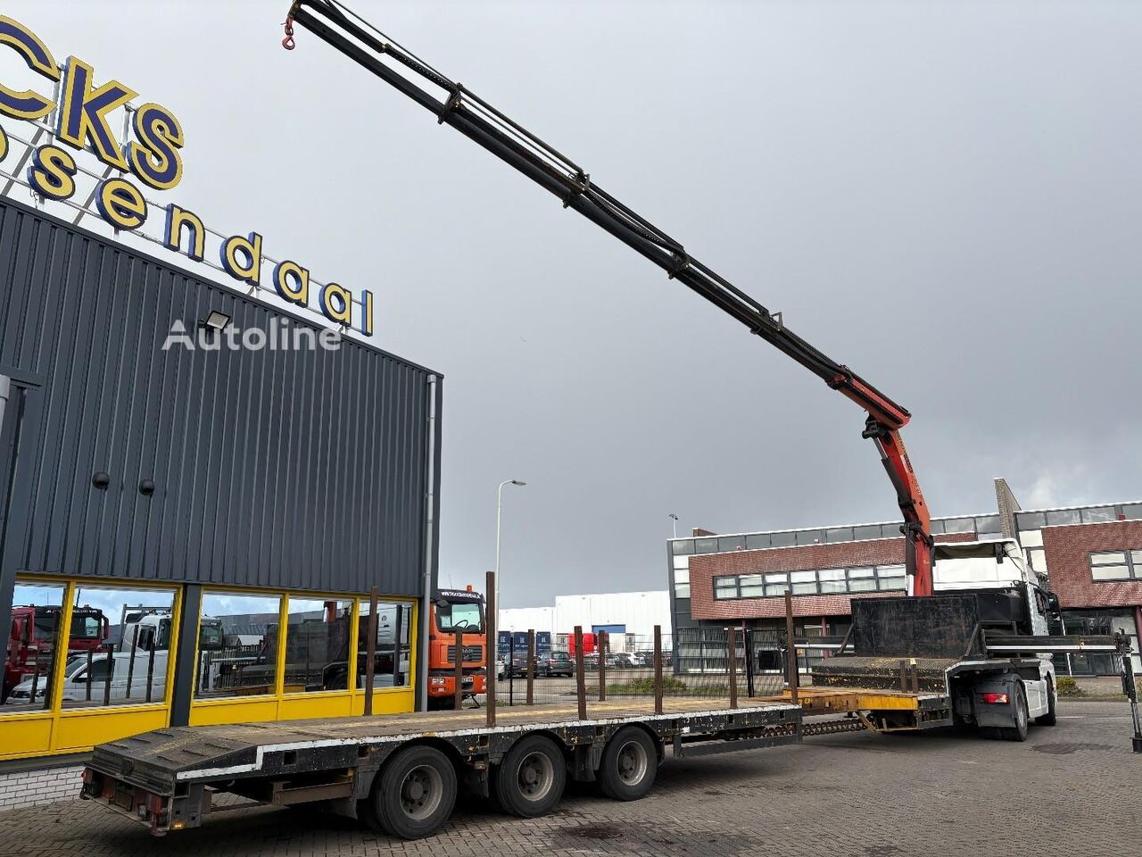 Žemo profilio platforma puspriekabė Broshuis PALFINGER 17502 5x + EXTENTABLE 3M + 3x AXLE STEERING + REMOTE + - Autoline