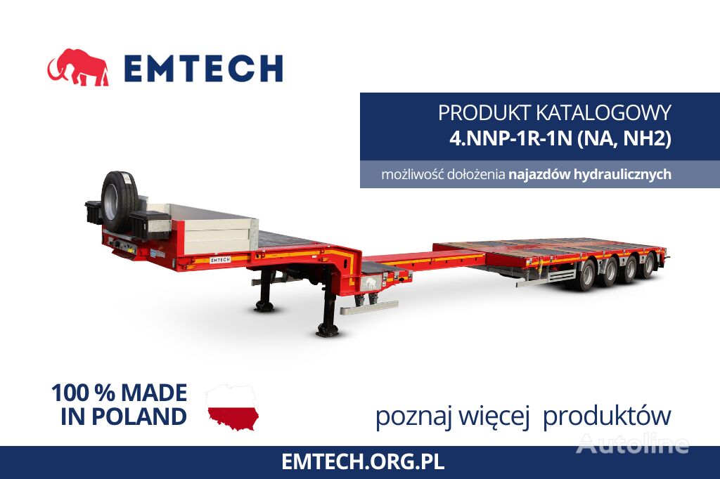 semi-remorque porte-engins Emtech 4.NNP-1R-2N (NA, NH2) 4 osiowa naczepa prosta, rozciągana neuf