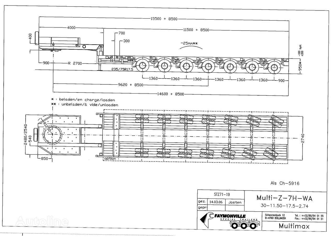 Faymonville Multi-Z-7H-W-A-30-11.50-17.5-2.74 low bed semi-trailer