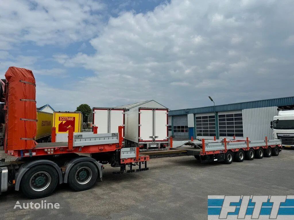 Meusburger MPG-6 / 6ass semi, 5x stuuras, 7,50 mtr uitschuifbaar, huif/schu low bed semi-trailer