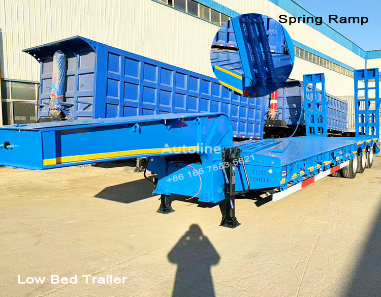 new TITAN 3 Axle Hydraulic Lowbed Trailer for Sale in Tanzania low bed semi-trailer