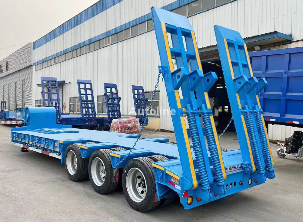 نیمه تریلر کفی Titan 3 Axle Tire Exposed Lowbed Semi Trailer for Sale - Y جدید