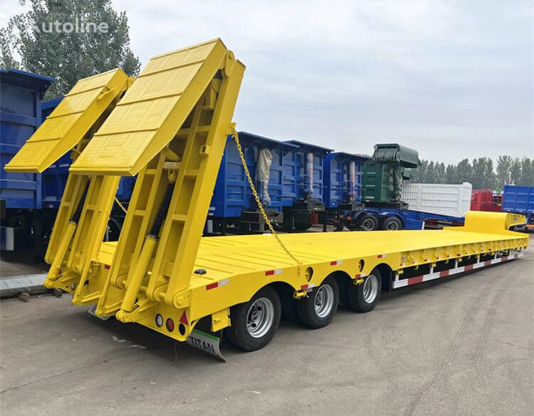 semi-reboque baixa Titan Low Loader Truck for Sale with Folding Ramp - Z novo