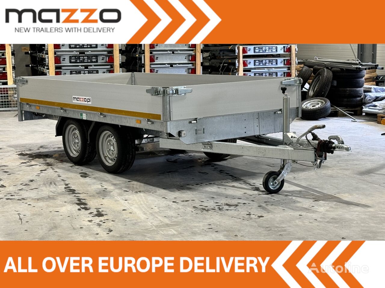 new 3116-4-P3-2063 310x160x30cm Flatbed trailer, platform with sides low loader trailer