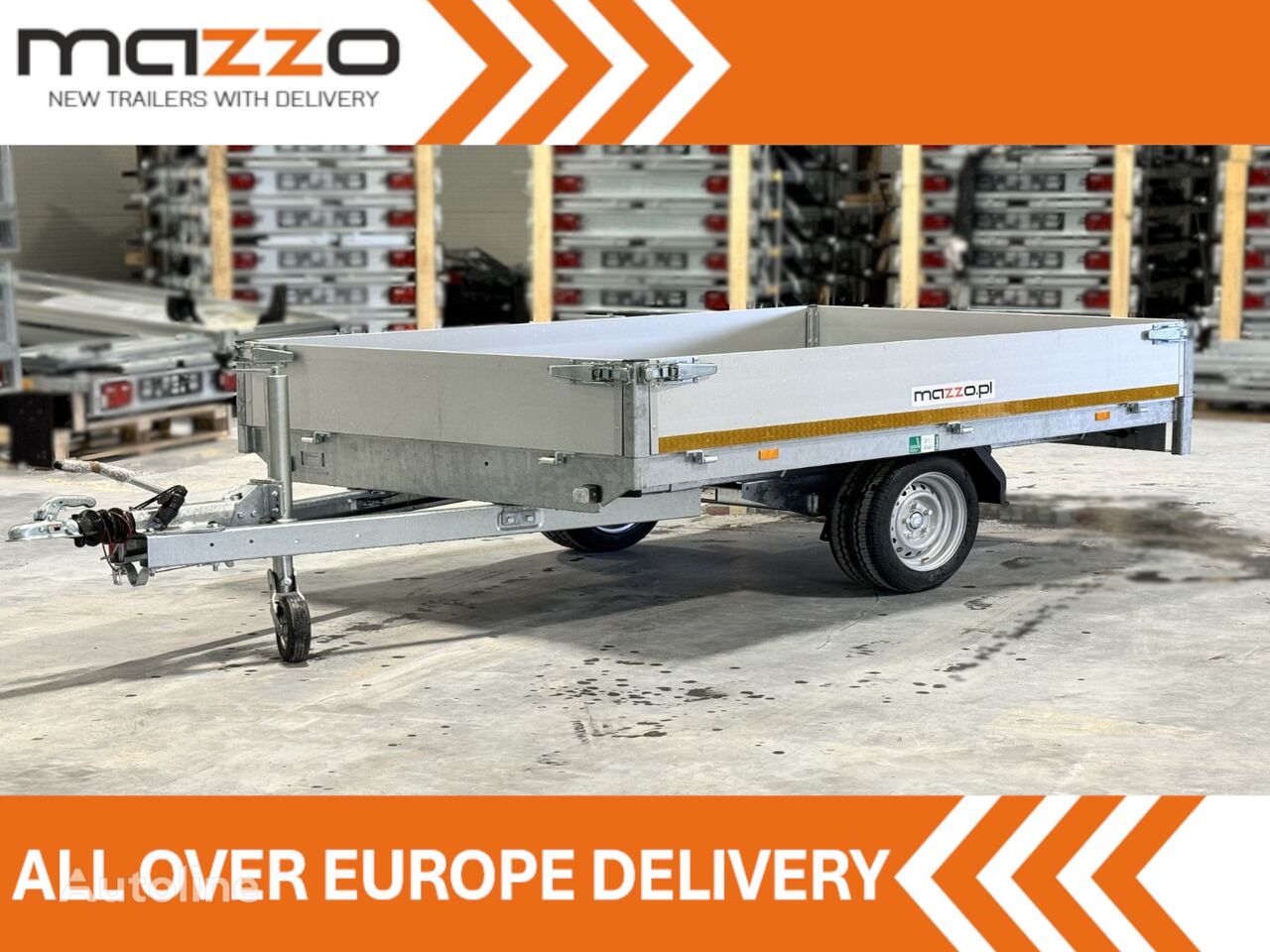 remorque porte-engins Eduard 2615-3-P3-1563 256x150x30cm  Single axle Flatfbed trailer GVW 15 neuve