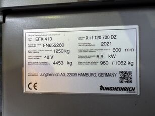 Jungheinrich EFX 413 X + i = Wire Guidance !! Triplex FFL !! NEW battery !! electric forklift