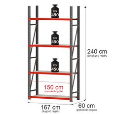 new Mega-M Regał magazynowy 4-półkowy FORTIS Mega-M 240x167x60 cm moduł baz shelf rack